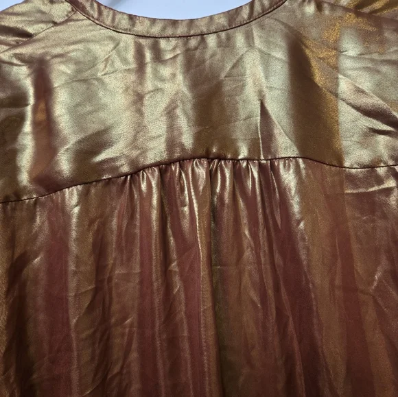 Anthropologie Copper Bronze Metallic Foil Blouse Size M - Picture 6 of 12